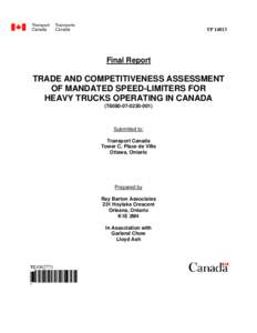 TP[removed]Final Report TRADE AND COMPETITIVENESS ASSESSMENT OF MANDATED SPEED-LIMITERS FOR