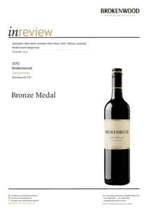inreview Australian Alternative Varieties Wine Show 2013 | Mildura, Australia Brokenwood Sangiovese November