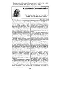 Essays of an Information Scientist, Vol:7, p[removed], 1984 Current Contents, #35, p.3-9, August 27, 1984 The Articles Most Cited Another