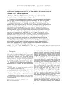 WATER RESOURCES RESEARCH, VOL. 49, 1–12, doi:[removed]wrcr.20233, 2013  Identifying streamgage networks for maximizing the effectiveness of regional water balance modeling L. M. Fry,1 T. S. Hunter,2 M. S. Phanikumar,3 V