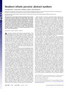 Newborn infants perceive abstract numbers Ve´ronique Izarda,1, Coralie Sannb, Elizabeth S. Spelkea, and Arlette Strerib aDepartment