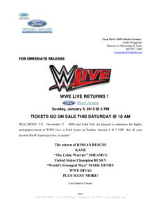 Entertainment / Transport / Sports / WWE / SMG / Ford Motor Company