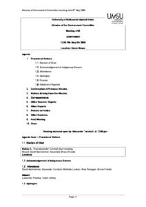 th  Minutes of Environment Committee meeting held 8 May 2008 University of Melbourne Student Union Minutes of the Environment Committee