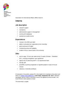 Association for International Affairs (AMO) looks for  interns Job description 