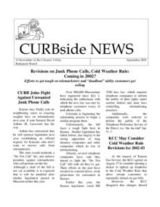 CURBside NEWS A Newsletter of the Citizens’ Utility Ratepayer Board September 2001