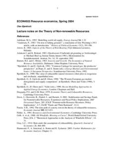 ECON4925 Resource economics, Spring 2004