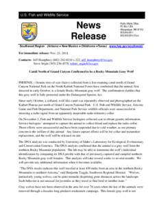 U.S. Fish and Wildlife Service  News Release  Public Affairs Office