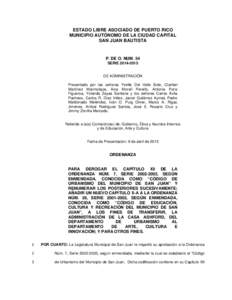 ESTADO LIBRE ASOCIADO DE PUERTO RICO MUNICIPIO AUTÓNOMO DE LA CIUDAD CAPITAL SAN JUAN BAUTISTA P. DE O. NUM. 54 SERIE