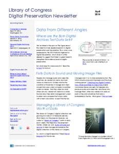 Library of Congress Digital Preservation Newsletter April 2014