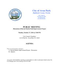 City of Avon Park Highlands County, Florida 110 E. Main St. Avon Park, FL[removed]Tel: [removed]FAX: [removed]