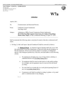 California Coastal Commission Staff Report and Recommendation Regarding Coastal Development Permit Application No[removed]San Diego)