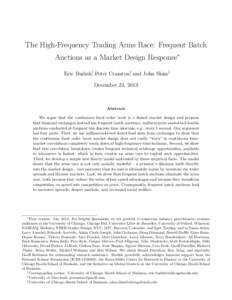 The High-Frequency Trading Arms Race: Frequent Batch Auctions as a Market Design Response