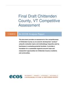 Final Draft Chittenden County, VT Competitive Assessment[removed]An ECOS Analysis Report