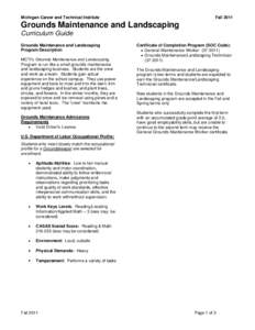 Michigan Career and Technical Institute  Fall 2011 Grounds Maintenance and Landscaping Curriculum Guide