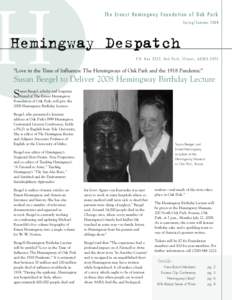 H  The Ernest Hemingway Foundation of Oak Park Spring/Summer[removed]Hemingway Despatch