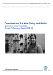 Commissioner for Mine Safety and Health Queensland Mines Inspectorate Annual Performance report[removed]