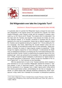 PDF: 103KB. H. Watzka: Did Wittgenstein ever take the Linguistic Turn?