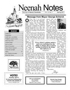 Neenah Notes The City of Neenah Newsletter Spring 2011 The City of Neenah Newsletter  VOL. 12 NO. 2