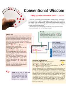 Lebensohl / Preempt / Overcall / Weak two bid / Contract bridge / EHAA / Fishbein convention / Games / Bridge conventions / Takeout double