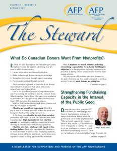 VOLUME 7 • NUMBER 1 spring 2012 What Do Canadian Donors Want From Nonprofits?  I