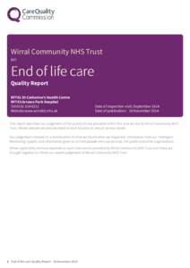 Wirral Community NHS Trust Scheduled Core Service Report (CommunityHealth CoreService End of life care Sep 2014)