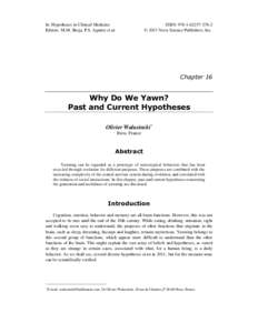 In: Hypotheses in Clinical Medicine Editors: M.M. Shoja, P.S. Agutter et al. ISBN: [removed] © 2013 Nova Science Publishers, Inc.