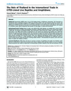 The Role of Thailand in the International Trade in CITES-Listed Live Reptiles and Amphibians Vincent Nijman1*, Chris R. Shepherd1,2 1 Oxford Wildlife Trade Research Group, School of Social Sciences and Law, Oxford Brooke