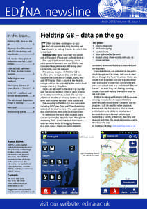 March 2013, Volume 18, Issue 1  In this Issue... Fieldtrip GB – data on the go...................................... 1 Digimap Data Download