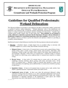 RIDEM/WaterResources - Guidelines for Choosing a Wetland Professional