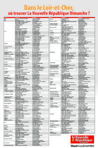 Dans le Loir-et-Cher,  où trouver La Nouvelle République Dimanche ? VILLE ANGE AZE