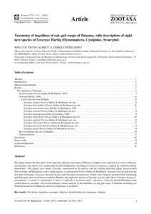 Taxonomy of inquilines of oak gall wasps of Panama, with description of eight new species of Synergus Hartig (Hymenoptera, Cynipidae, Synergini)