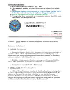 INSTRUCTIONS TO MEPS: 1) Date of this Supplemental Guidance: July 2, The regulation is published by Office of the Secretary of Defense (OSD) and is in black. 3) Supplemental Guidance (SMPG) is written by USMEPCO