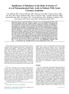 Significance of Imbalance in the Ratio of Serum n-3 to n-6 Polyunsaturated Fatty Acids in Patients With Acute Coronary Syndrome