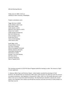 ARKLink Meeting Minutes      Friday June 23, 2000; 11:30 a.m.  Henderson State University, Arkadelphia   