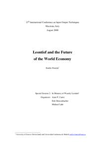 Economic growth / Input-output model / Regional science / Wassily Leontief / Economic model / Gross domestic product / Faye Duchin / International trade / Productivity / Economics / National accounts / Macroeconomics