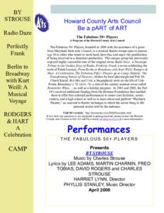 BY STROUSE Radio Daze Howard County Arts Council Be a pART of ART
