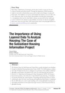 CITYSCAPE MARCH 2012: The Importance of Using Layered Data To Analyze Housing: