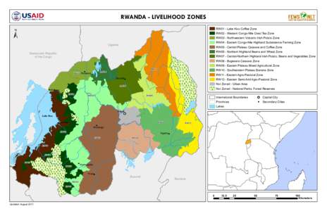 RWANDA - LIVELIHOOD ZONES ±  RW01 - Lake Kivu Coffee Zone