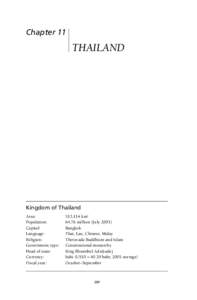 Chapter 11  THAILAND Kingdom of Thailand Area: