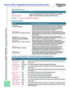 Alson H. Smith Jr. Agricultural Research and Extension Center Physical Resources Land and Facilities Description