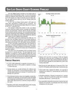 San Luis Obispo County Economic Forecast San Luis Obispo County is located on the central coast of California, north of Santa Barbara County. It is one of the principal regions for California’s wine industry. The count