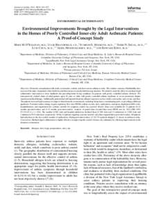 Journal of Asthma, 2012; 49(9): 911–917 Copyright © 2012 Informa Healthcare USA, Inc. ISSN: [removed]print[removed]online DOI: [removed][removed]ENVIRONMENTAL DETERMINANTS