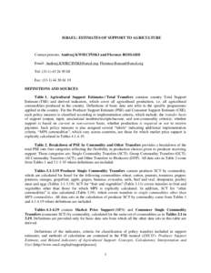 ISRAEL: ESTIMATES OF SUPPORT TO AGRICULTURE  Contact persons: Andrzej KWIECIŃSKI and Florence BOSSARD Email: [removed]; [removed] Tel: ([removed] Fax: ([removed]