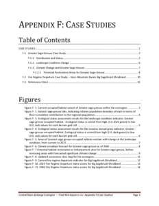 APPENDIX F: CASE STUDIES Table of Contents CASE STUDIES ................................................................................................................................................ 2 F-1 Greater Sage-