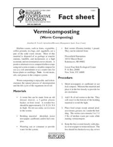 FS805  Fact sheet www.rce.rutgers.edu  Vermicomposting