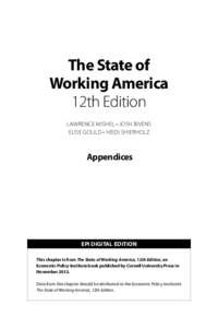 The State of Working America 12th Edition LAWRENCE MISHEL • JOSH BIVENS ELISE GOULD • HEIDI SHIERHOLZ