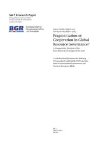 Fragmentation or Cooperation in Global Resource Governance? A Comparative Analysis of the Raw Materials Strategies of the G20