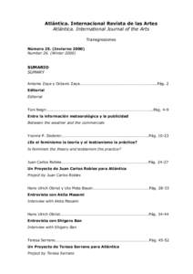 Atlántica. Internacional Revista de las Artes Atlántica. International Journal of the Arts Transgresiones Número 25. (InviernoNumber 26. (Winter 2000)