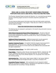 Physician Assistant Board - Drug and Alcohol Recovery Monitoring Program Information