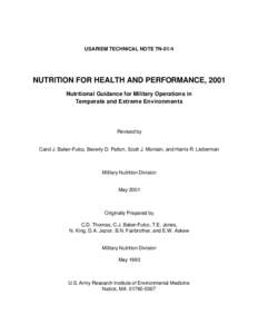 Applied sciences / Food science / Health sciences / Self-care / United States Army Research Institute of Environmental Medicine / Center for Nutrition Policy and Promotion / Meal /  Ready-to-Eat / Dietary Reference Intake / B-Ration / Health / Food and drink / Nutrition